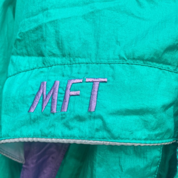 💜💚 Vintage ASICS 90s Windbreaker – Teal & Purple – Unisex M - Picture 4 of 8